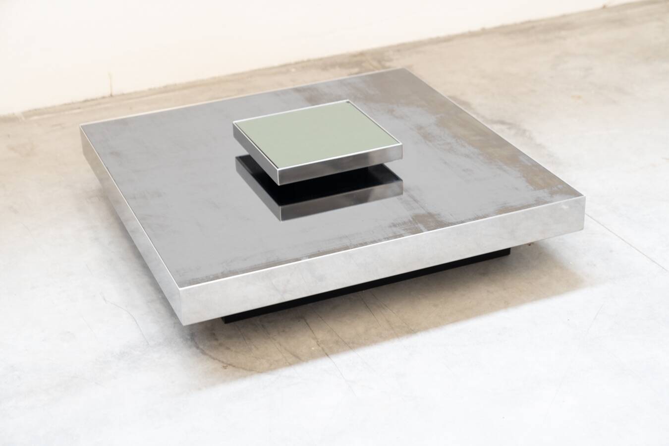 Stainless steel and glass coffee table by Ausenda, 1970Style