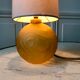 Art deco amber glass lamp and cylindrical lampshade 30s