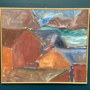 Swedish Oil on Canvas – “Bodar, Lofoten” by Vivianne Larsson – Vintage