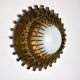 Midcentury brutalist sun wall lamp, metal and gold leaf, Italy