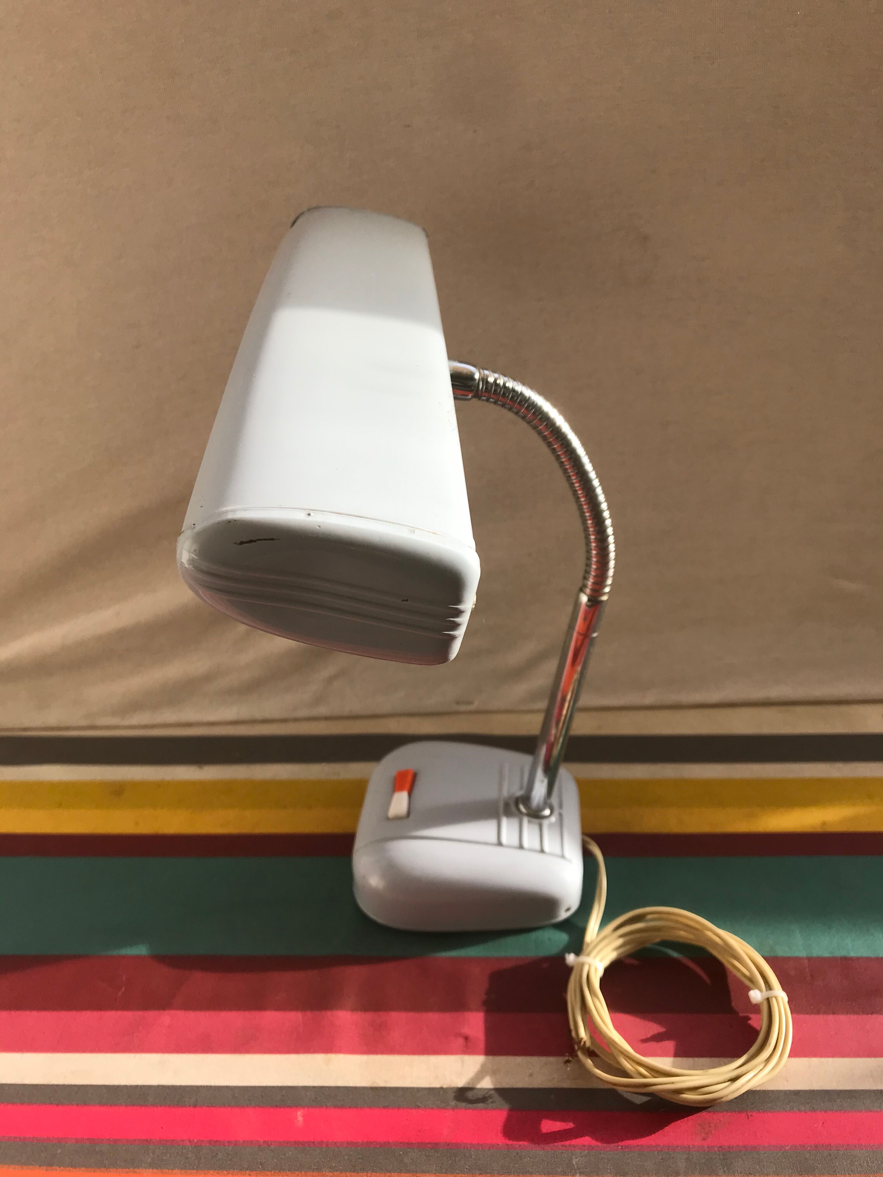 HOBCO Metal Grey Office Lamp - Chrome Flexible Bras 70S Vintage