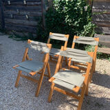 Set of 4 foldable chairs in pine 60s
