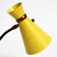 Large Mid Century Modern tripod table lamp with yellow diabolo lampshade