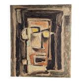 Cubist expressionist portrait in oil by Calvo Carrión 1970s