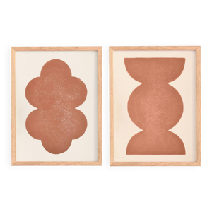 Duo de peintures abstraites - terracotta