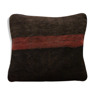 Handwoven Kilim Orange Brown Wool Cushion Cover 40x40cm