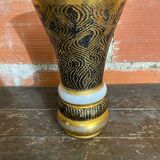 Ancient vase monaco glass polychrome black + gold vintage