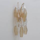 Pair of Mid-Century Italian Murano Glass Poliedri Sconces Amber and Clear