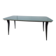 Mid-century mahogany dining table with aquamarine glass top