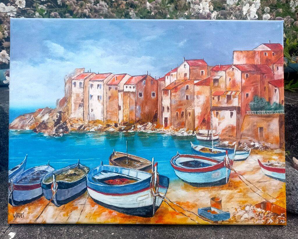 Peinture - Vieux village de pêcheurs à Madère