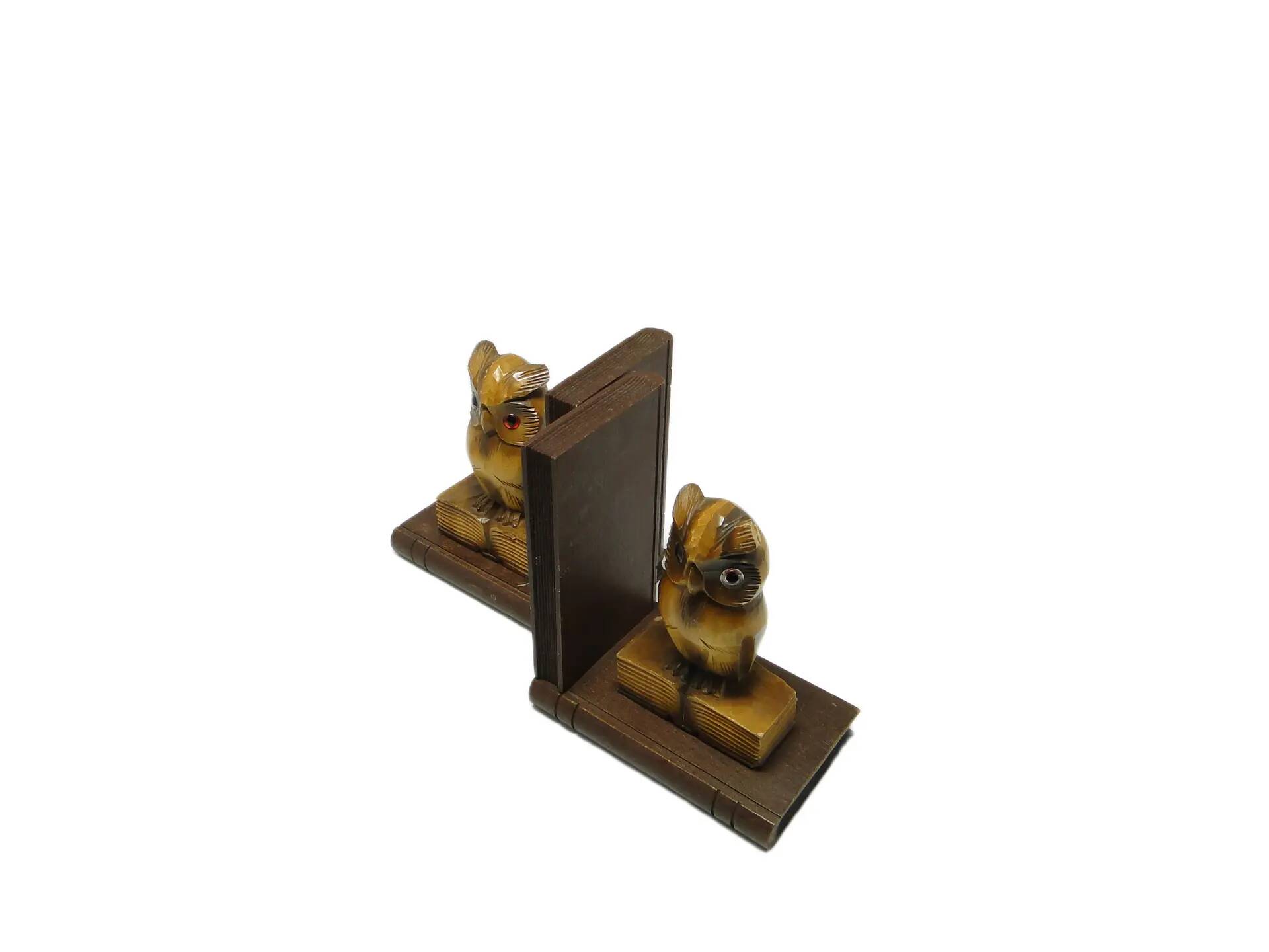 Pair of bookends, mid-century modern, beech, Czechoslovakia, 1950s