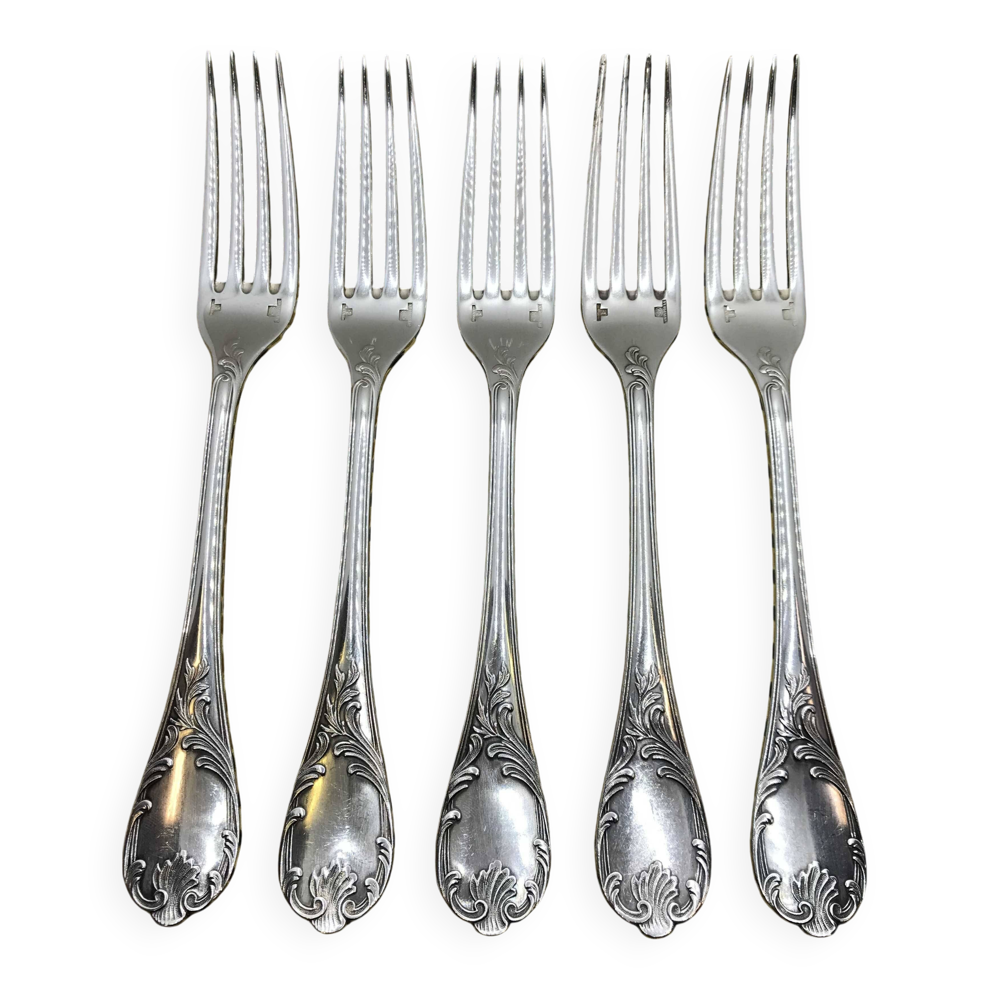 Set of 5 silver-plated forks from Christofle, Marly