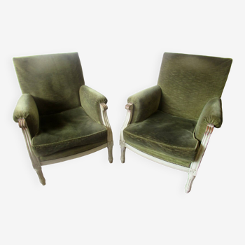 Pair of padded armchairs in Louis XVI style