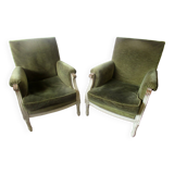Paire de bergères capitonnées de style Louis XVI