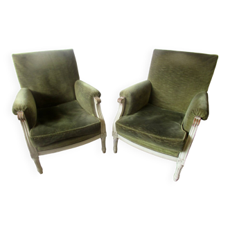 Pair of padded armchairs in Louis XVI style