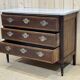 Louis XVI XIXth chest of drawers in mahogany and walnut and white marble top