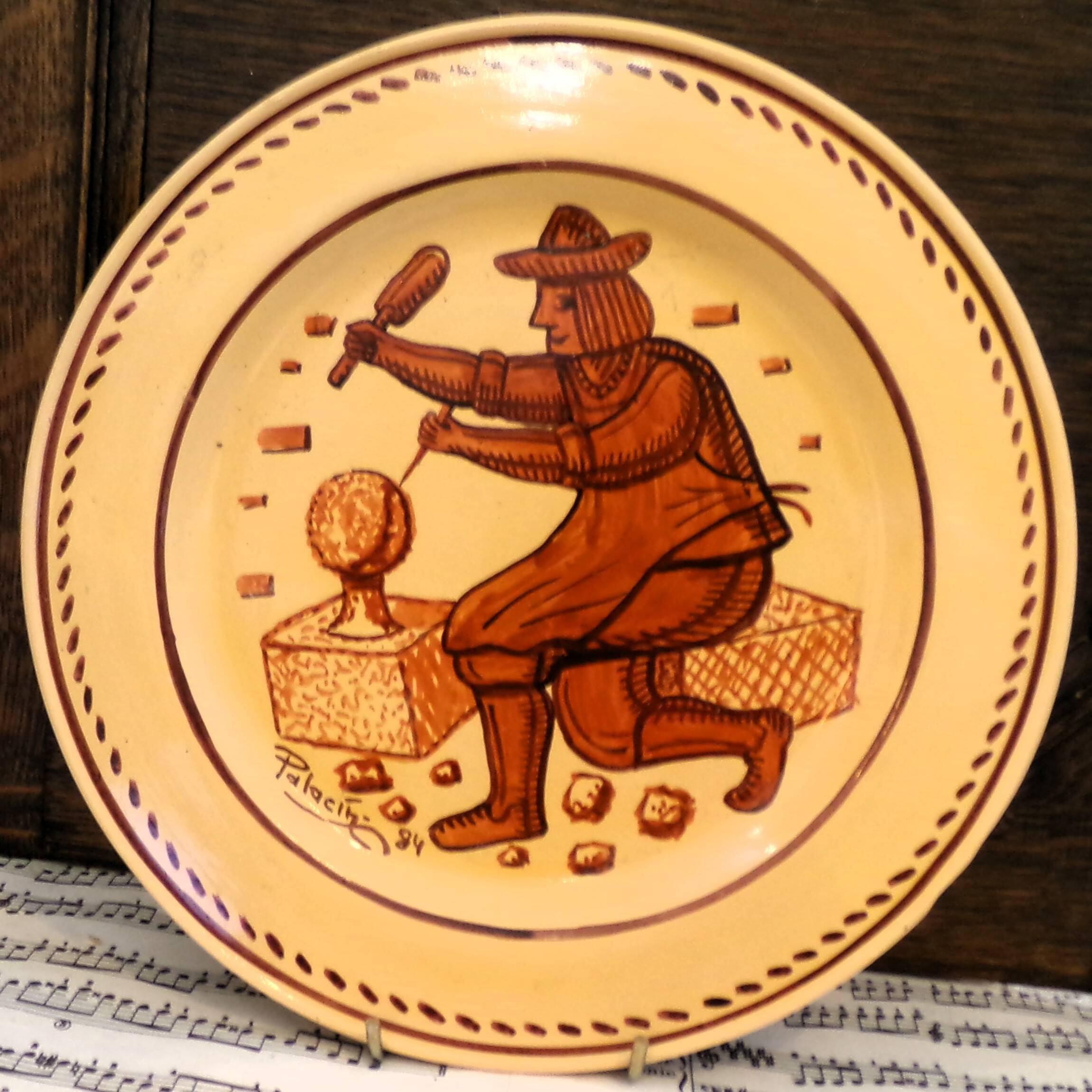 6 vintage hand-painted plates signed Luis Palacin
