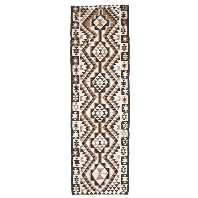 Vintage Turkish Oushak Handmade Wool Cotton White Runner Rug 100x334