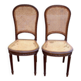 2 caned Louis XVI chairs from the 19th century