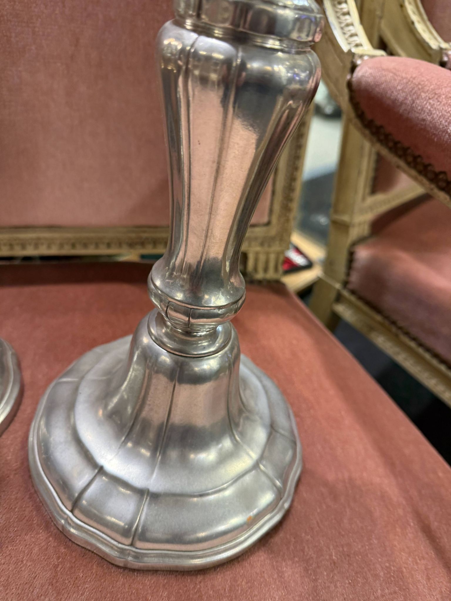 Pair of metal candlesticks