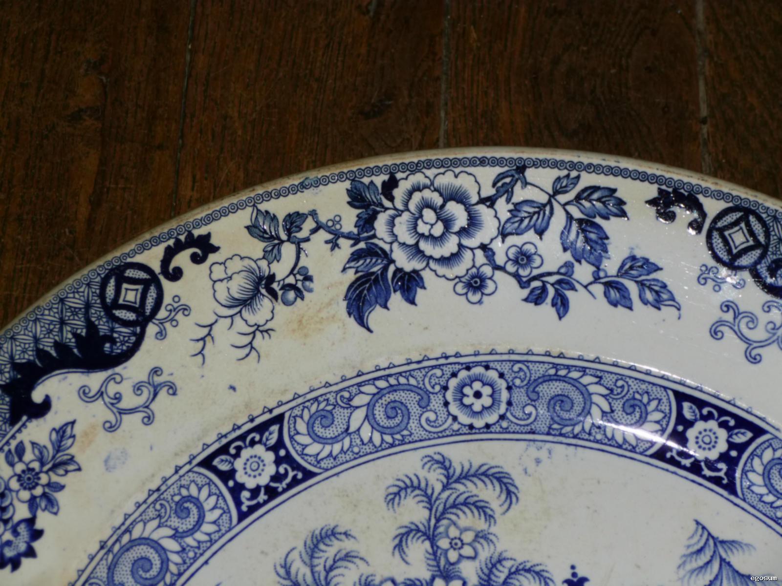 Plat Creil et Montereau décor chinois bleu