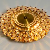 Mid Century Modern ceiling lamp made of glass stones and brass frame