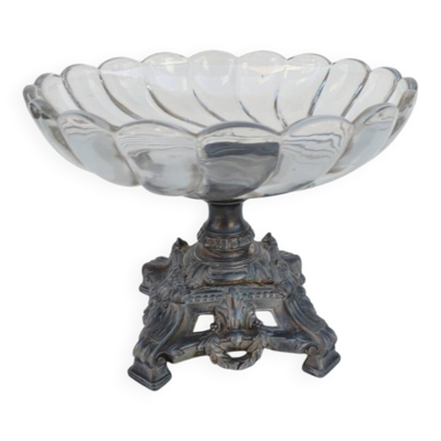 Coupe en cristal et régule, fin du XIX ème siècle.