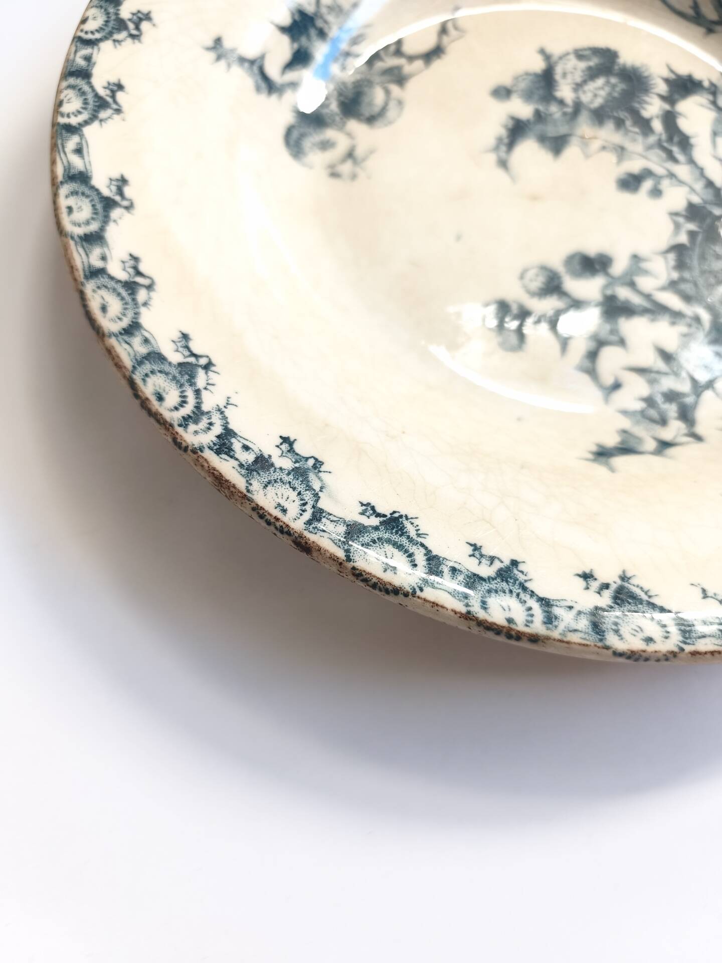 Vintage decorative plate, Gien Chardon bleu model, ironstone.