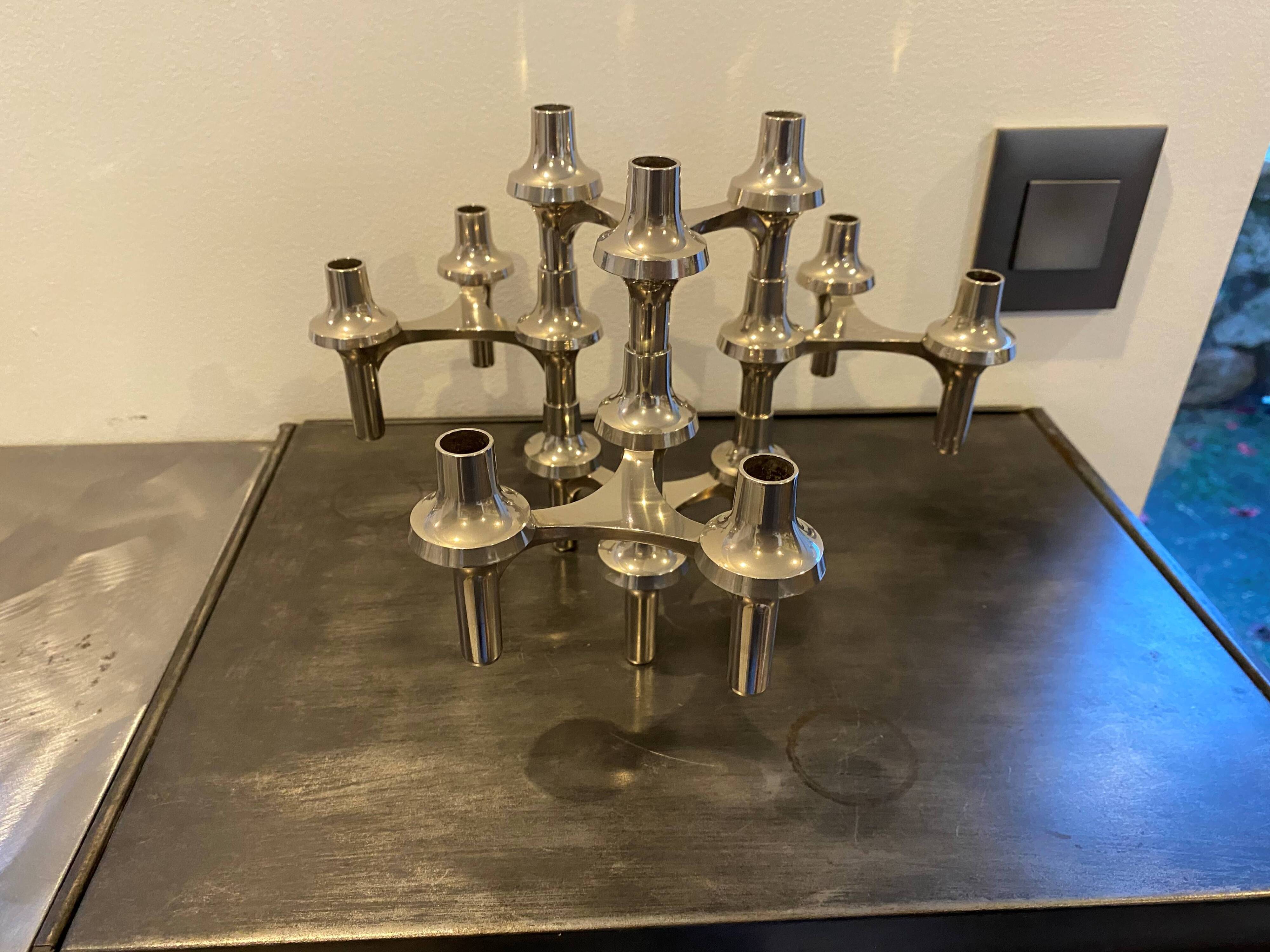 Set of 5 modular candlesticks variant NAGEL BMF vintage 1970