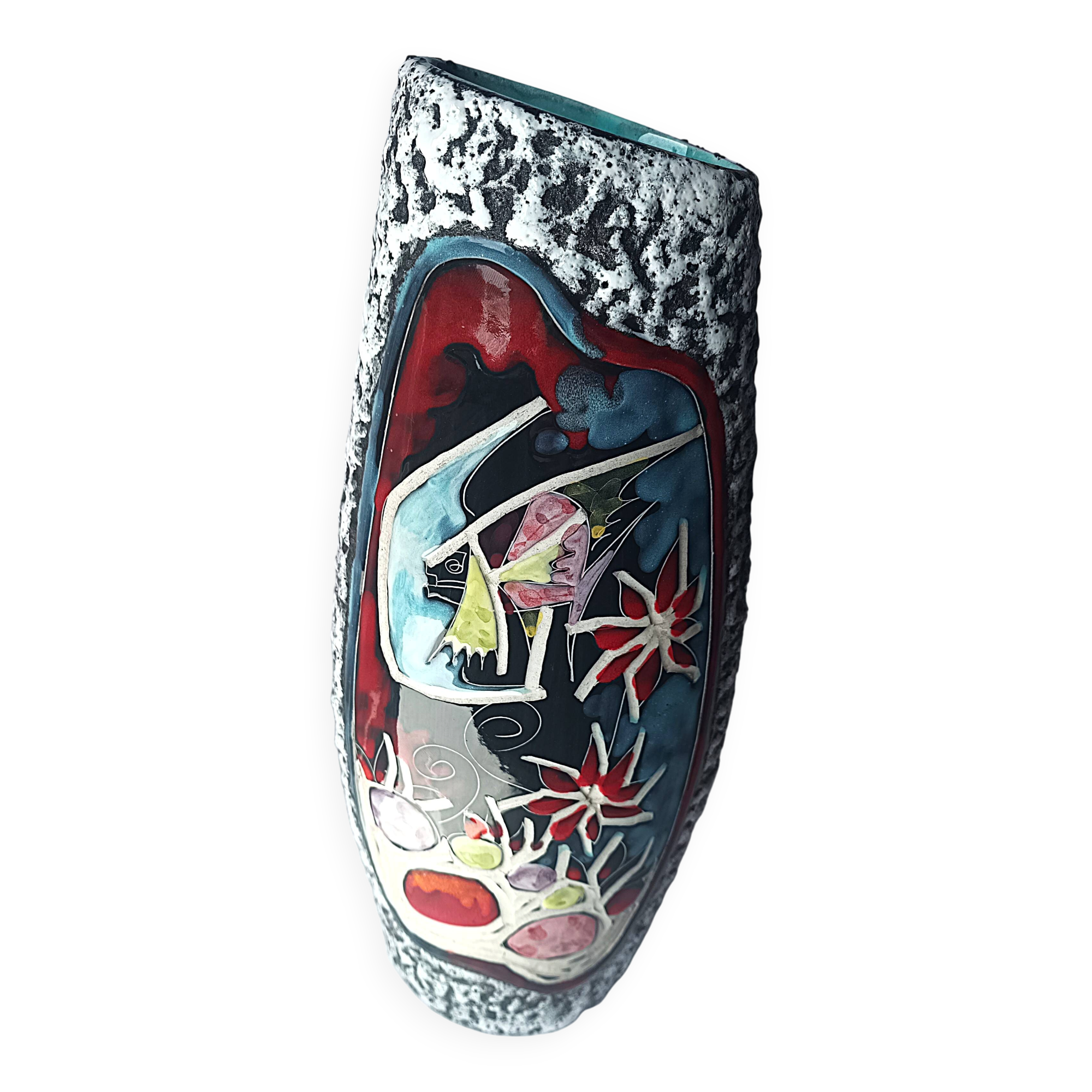 Vintage glazed ceramic vase interior decoration flower collection decor