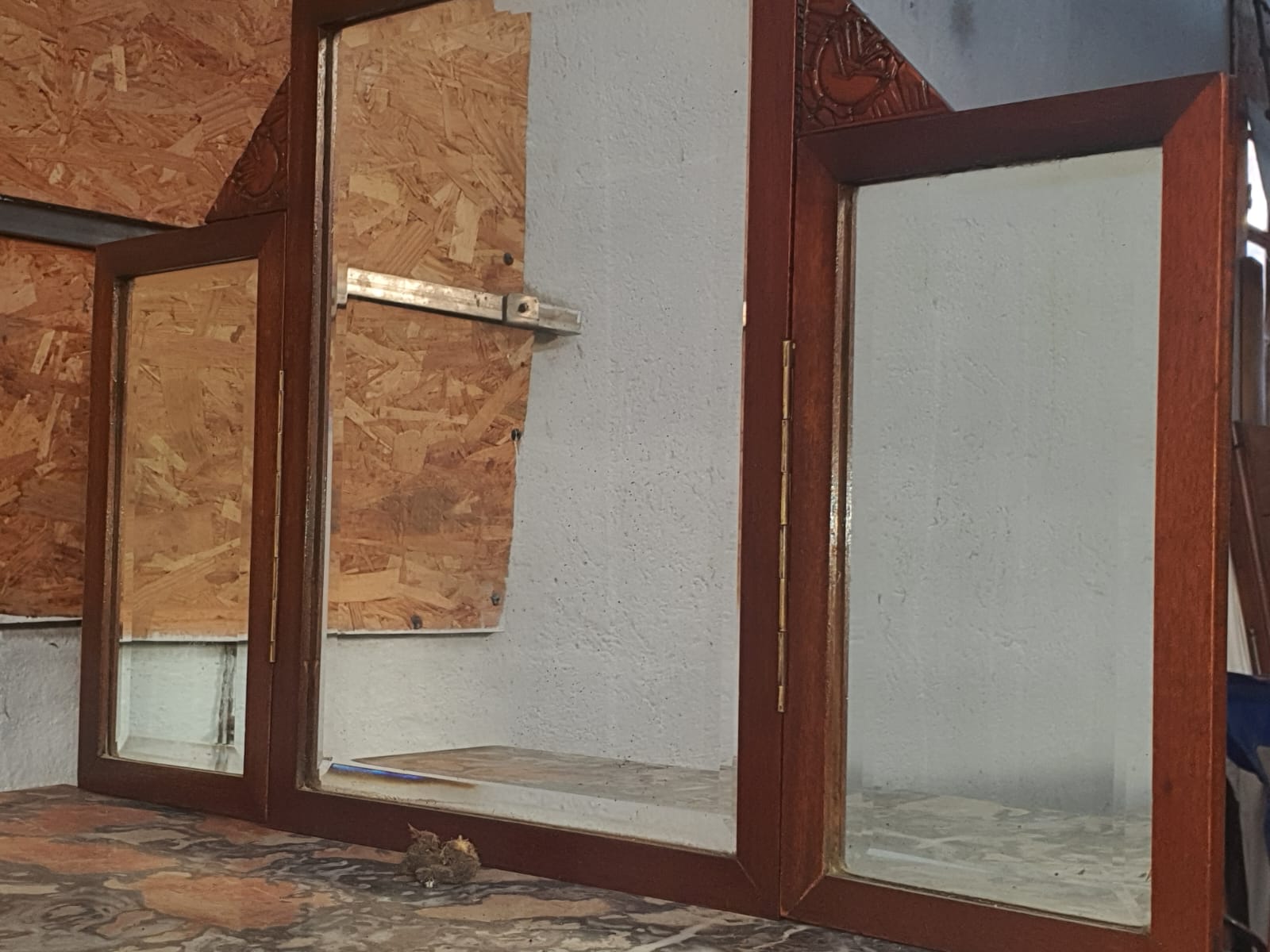 Dressing table art deco in mahogany mirror triptych