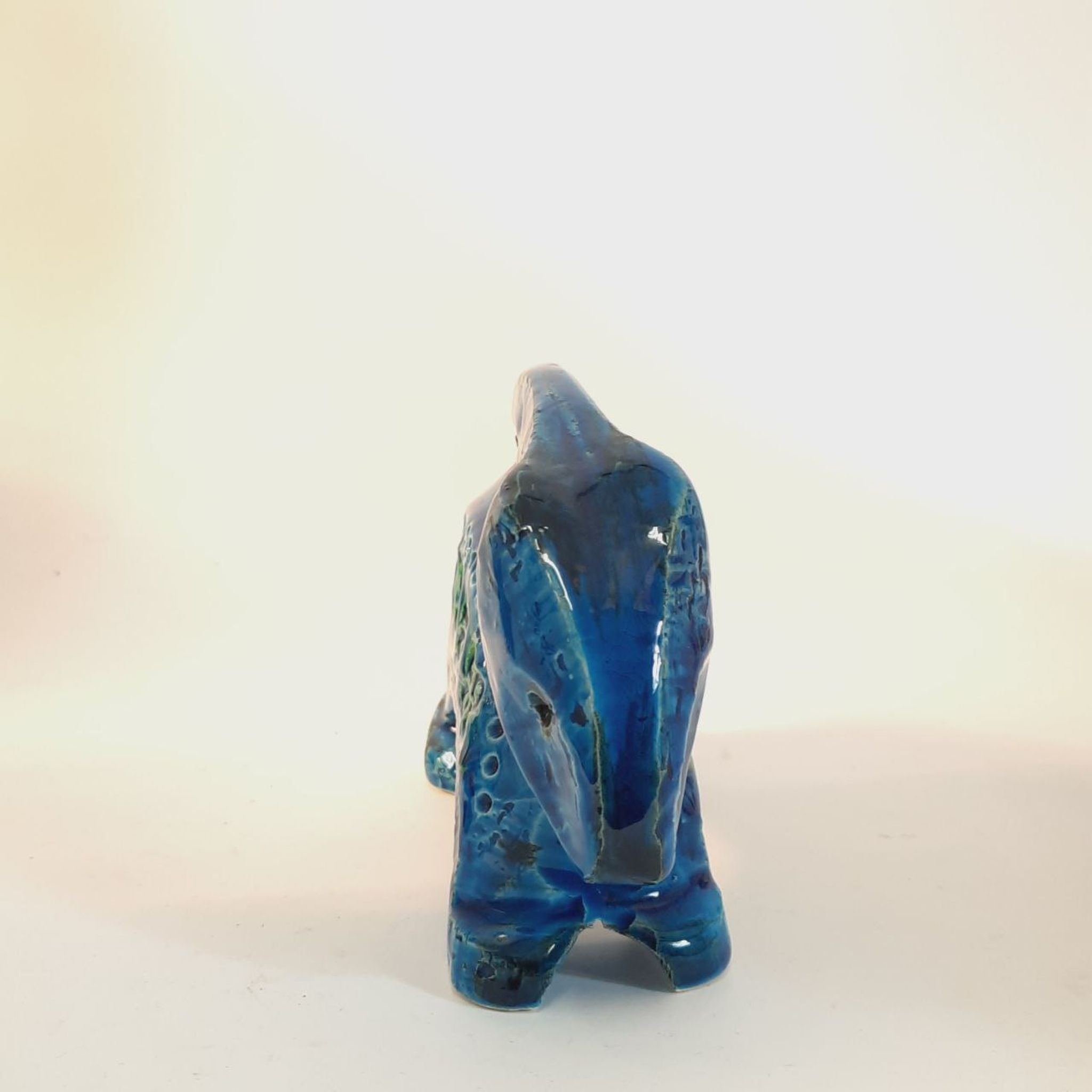 Rabbit statue, vintage, Aldo Londi for Bitossi, Rimini blue series