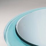 Vintage Beveled Glass Oval Mirror by A. Lupi for Cristal Luxor, Italy 1970