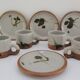 Four pottery cups and saucers from La Colombe Vallauris