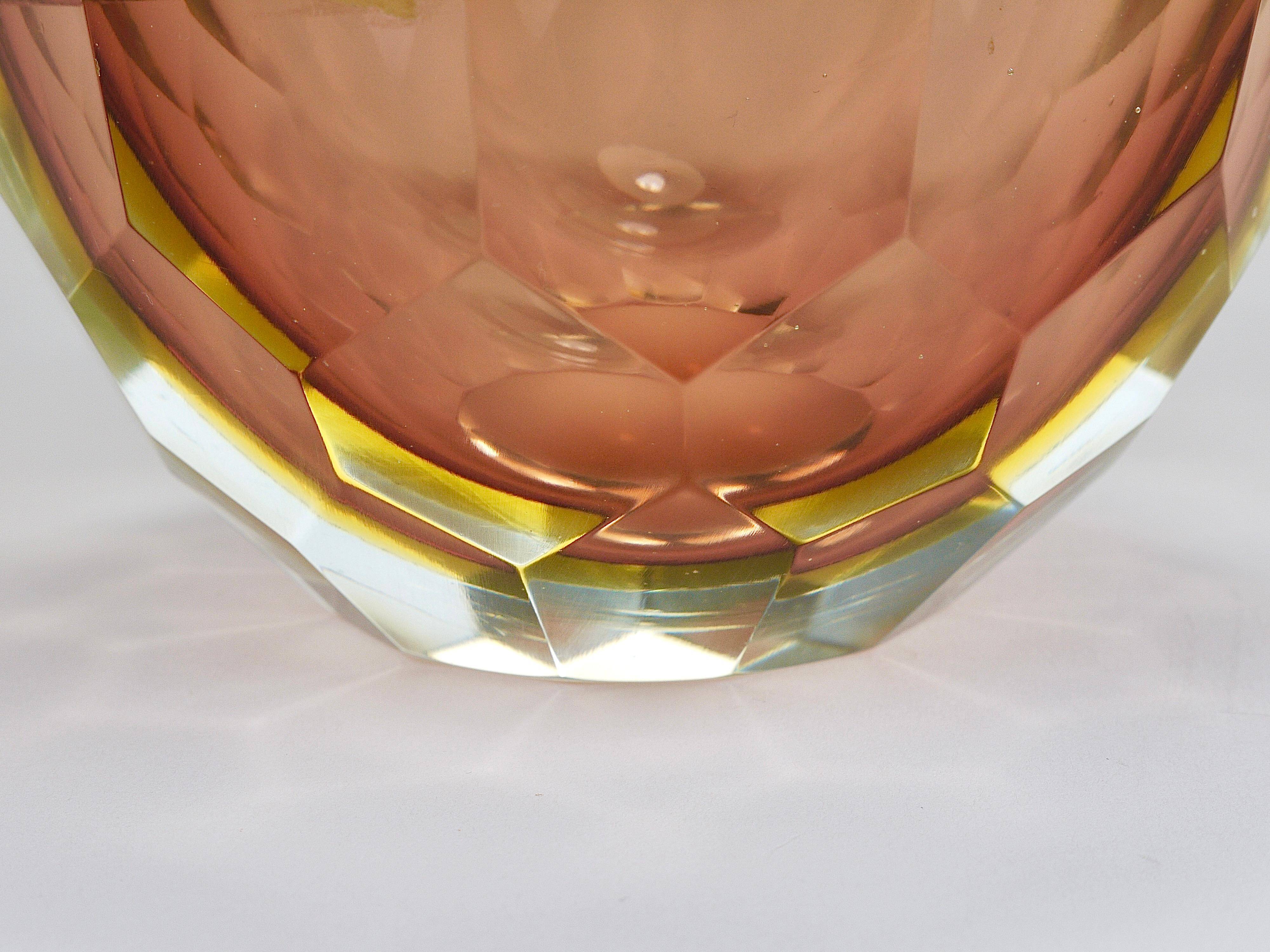 Large Faceted Murano Glass Bowl for Caviar, Italy, 1960s