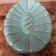 Art Deco ceramic pocket vase in celadon green and gold, style Arthur Percy L34/P22.