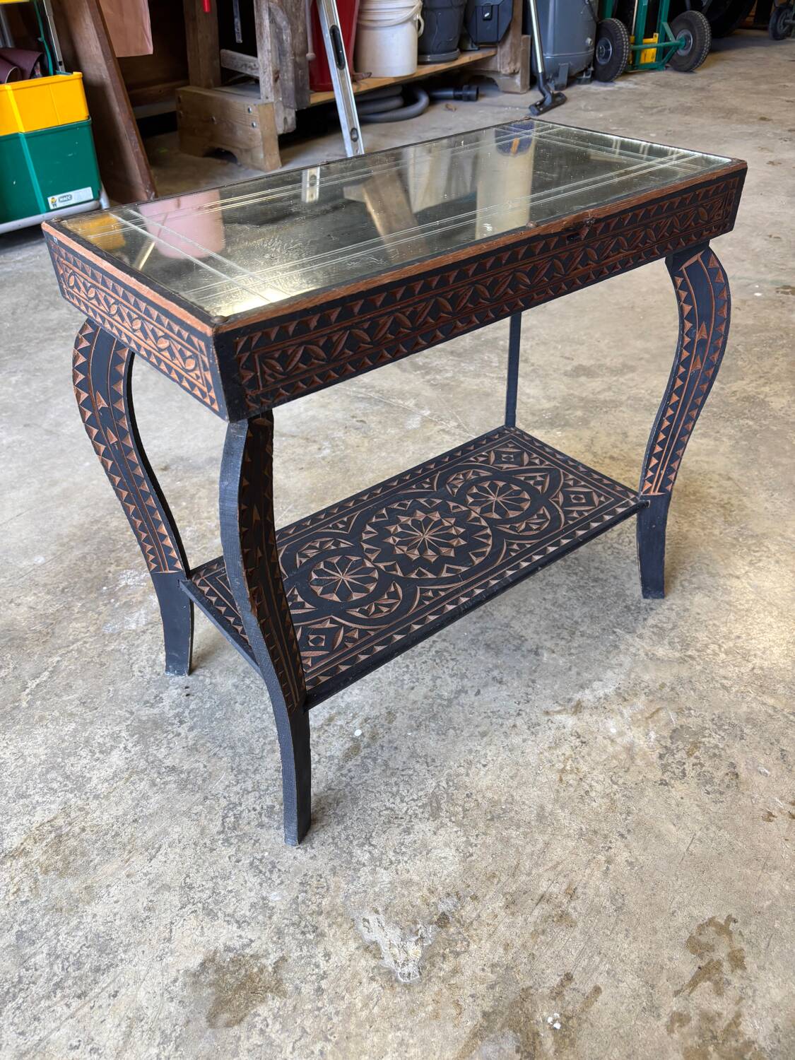Moroccan carved wood table