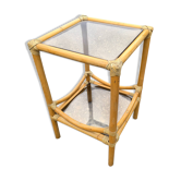 Table d'appoint en bambou et plateaux en verre