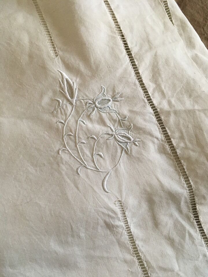 Old white linen sheet B P.