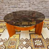 Coffee table in glass and bentwood 1970
