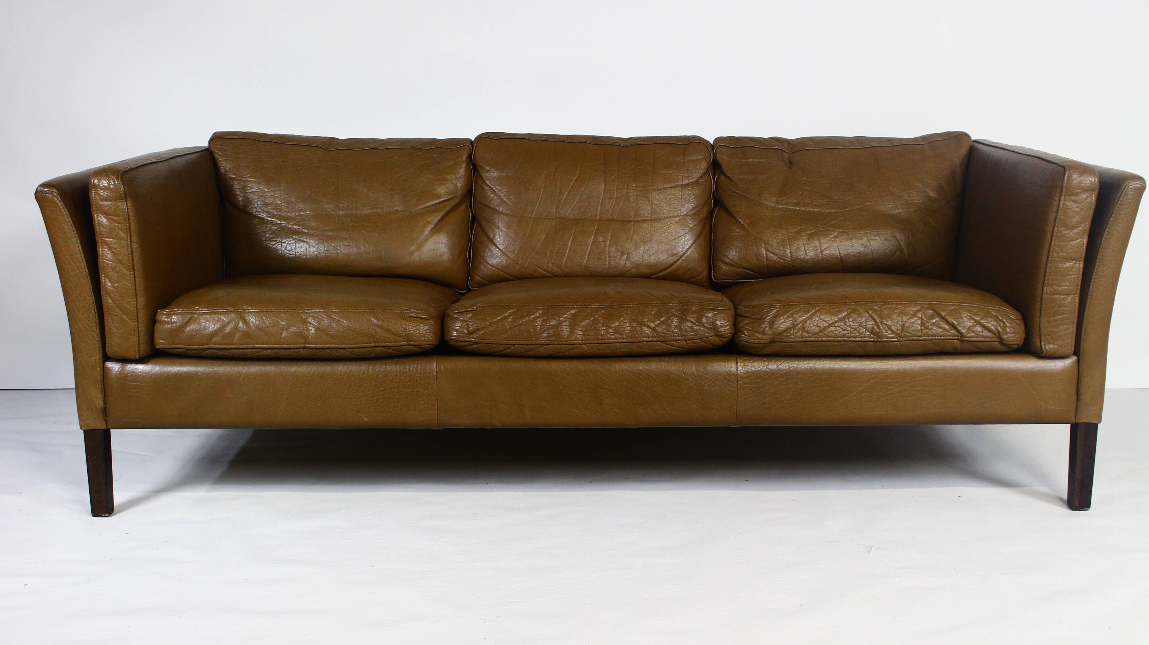 1970s brown leather sofa by Vejen Polstermøbelfabrik
