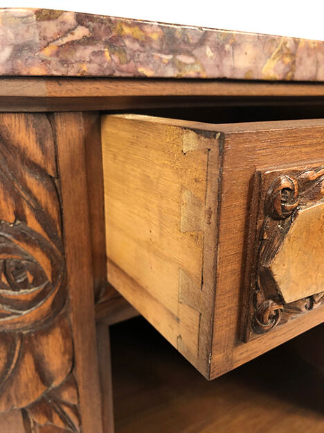 Bedside furniture wood and marble art deco period