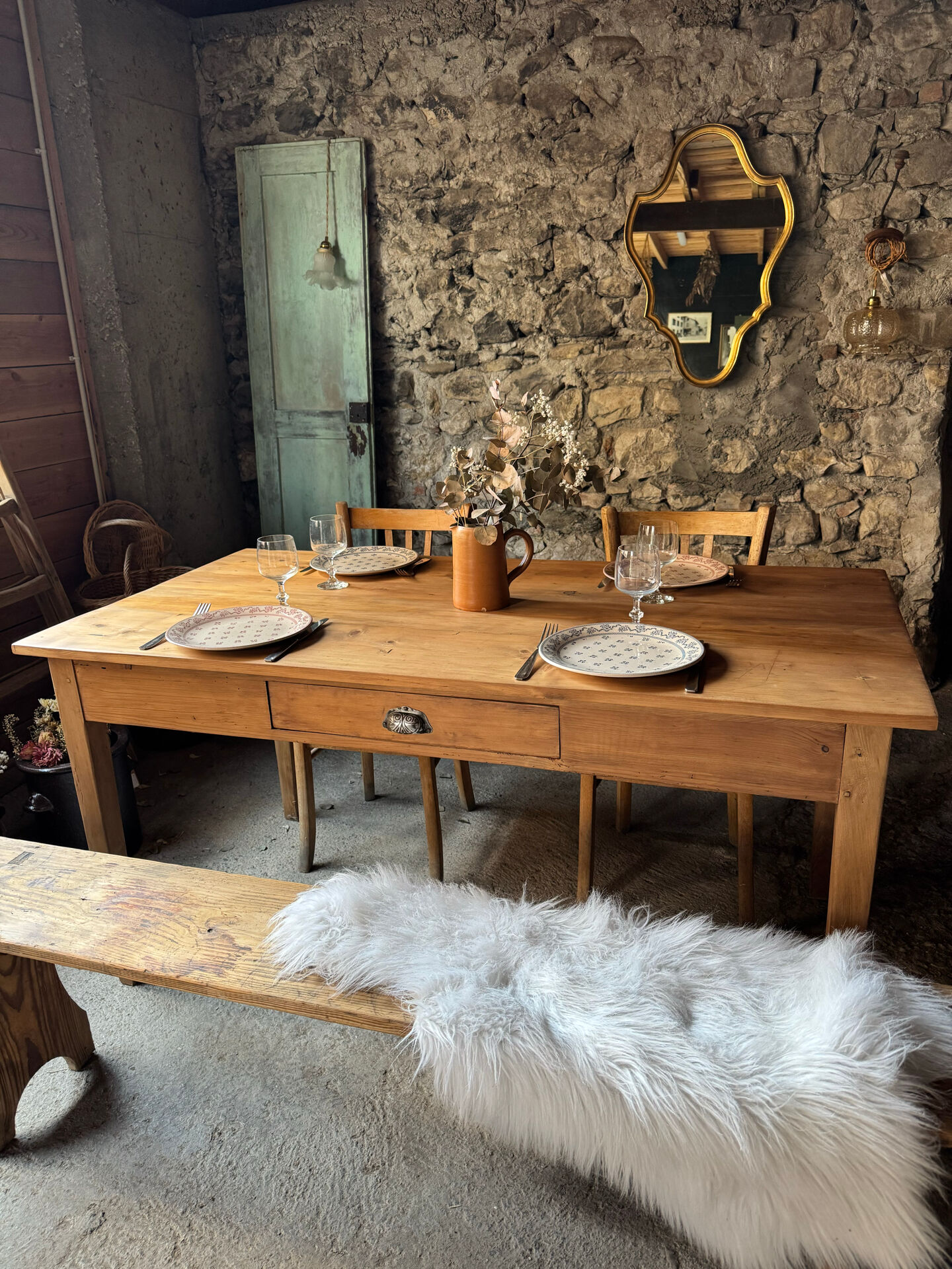 Old solid wood table
