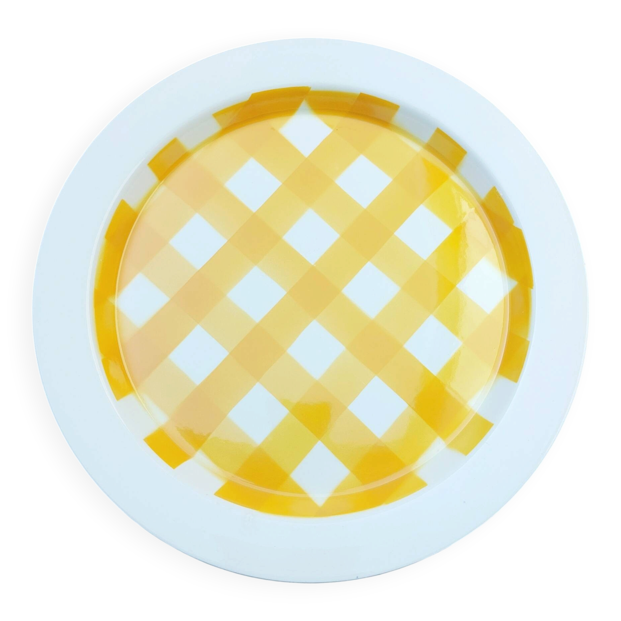 Round plate Sarreguemines yellow tiles
