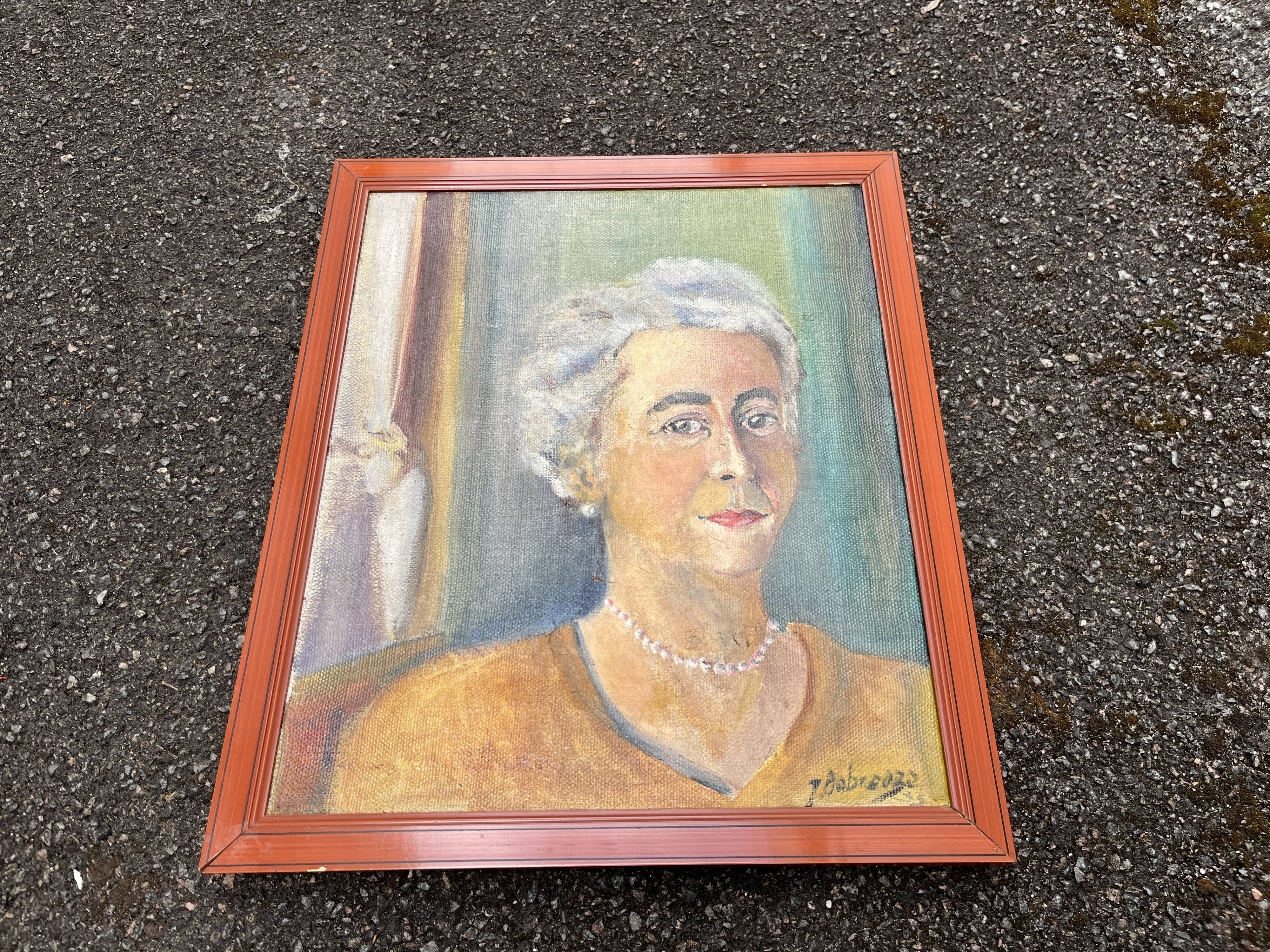Painting Portrait of a woman – Oil signed Jean Dabreuze