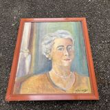 Painting Portrait of a woman – Oil signed Jean Dabreuze