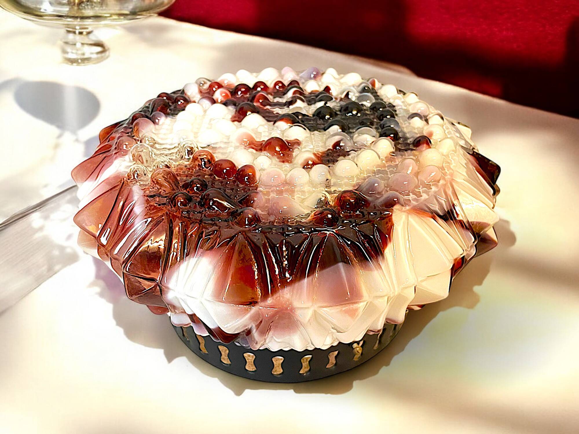 Murano glass burgundy glass flush mount lamp