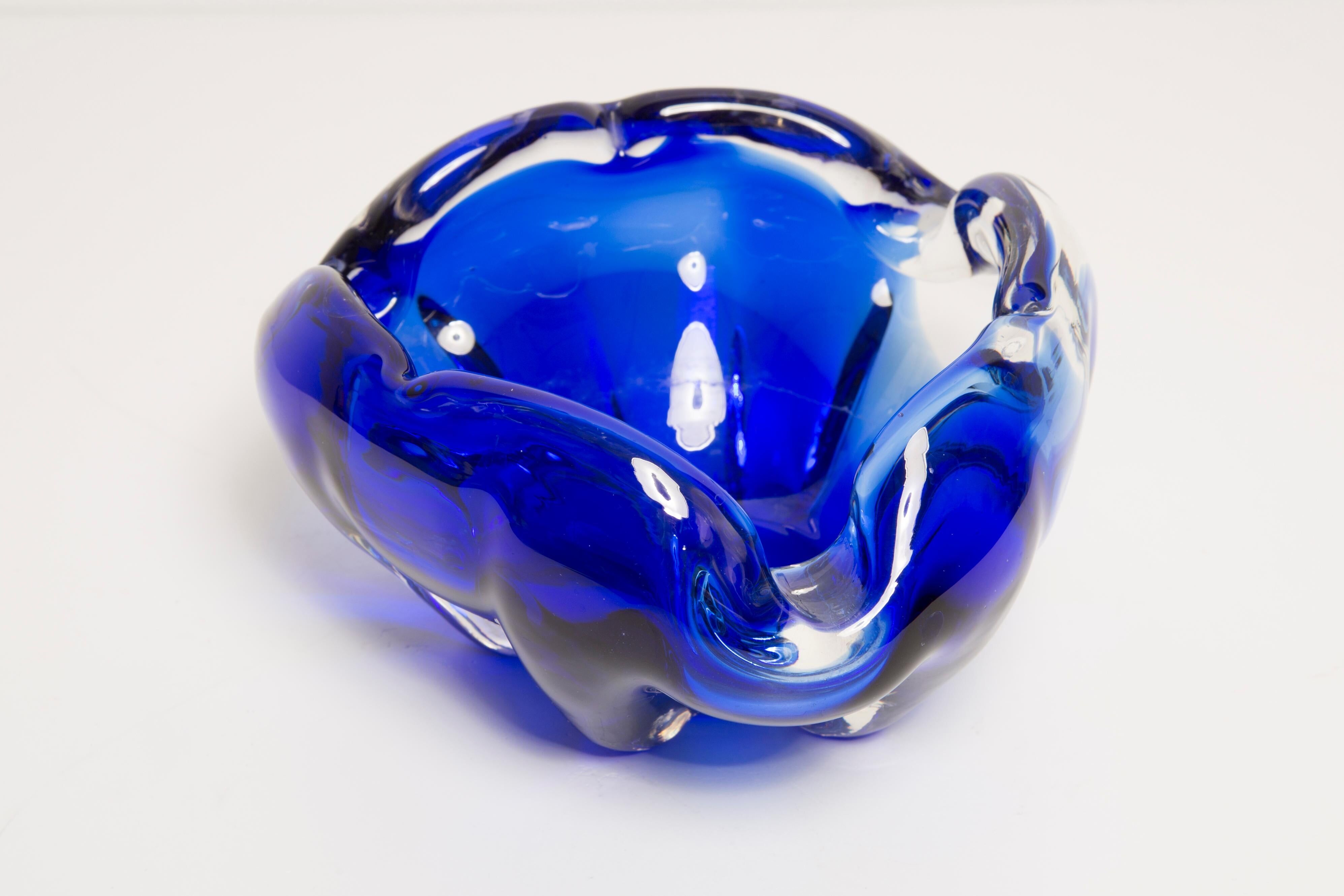 Mid-century blue Murano glass ashtray, Italy, 1970s