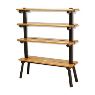 Bibliothèque en bois bicolore