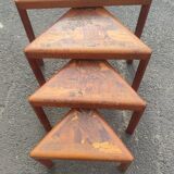 4 nesting tables in solid rosewood and Asian marquetry